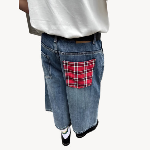 Men's Y2K Baggy Vintage Blue Jorts – Wide Leg Denim Shorts